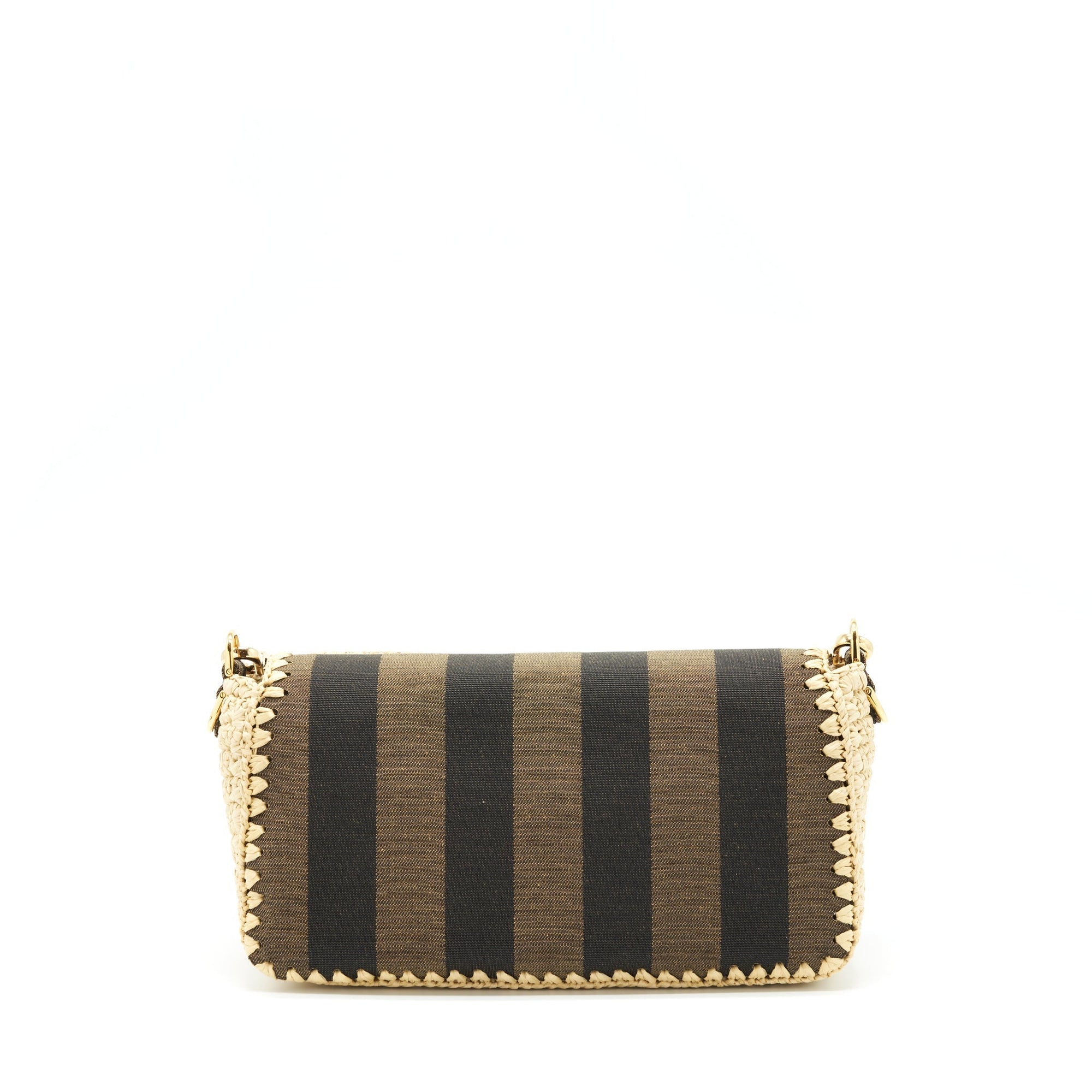 FNDI Baguette Shoulder Bag Fabric Brown/Cream