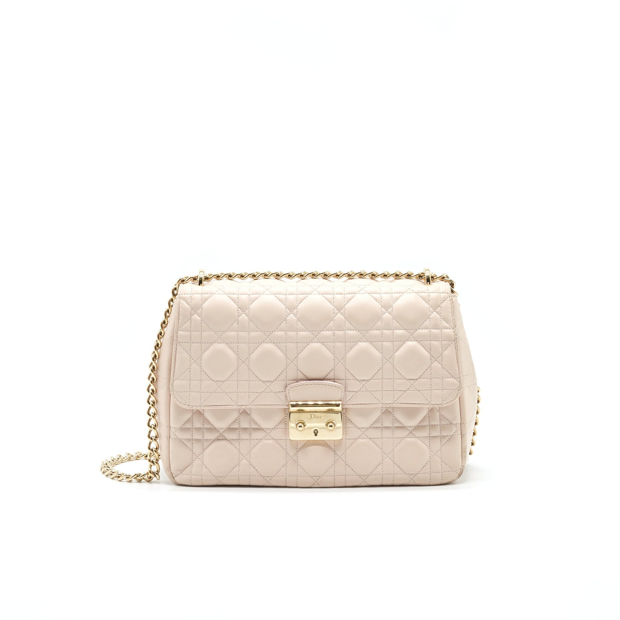 Christian D1OR Cannage Leather Miss D1OR Flap Bag in Light pink LGHW