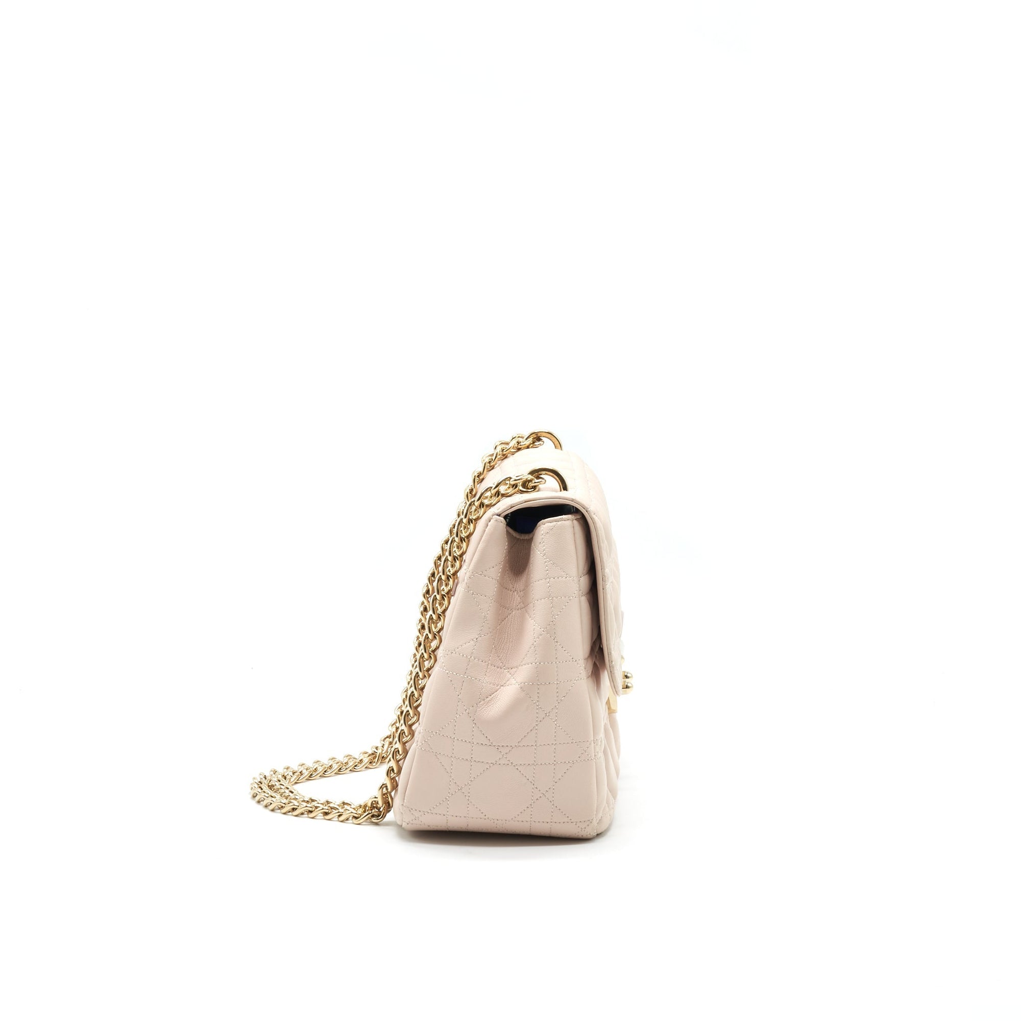 Christian D1OR Cannage Leather Miss D1OR Flap Bag in Light pink LGHW