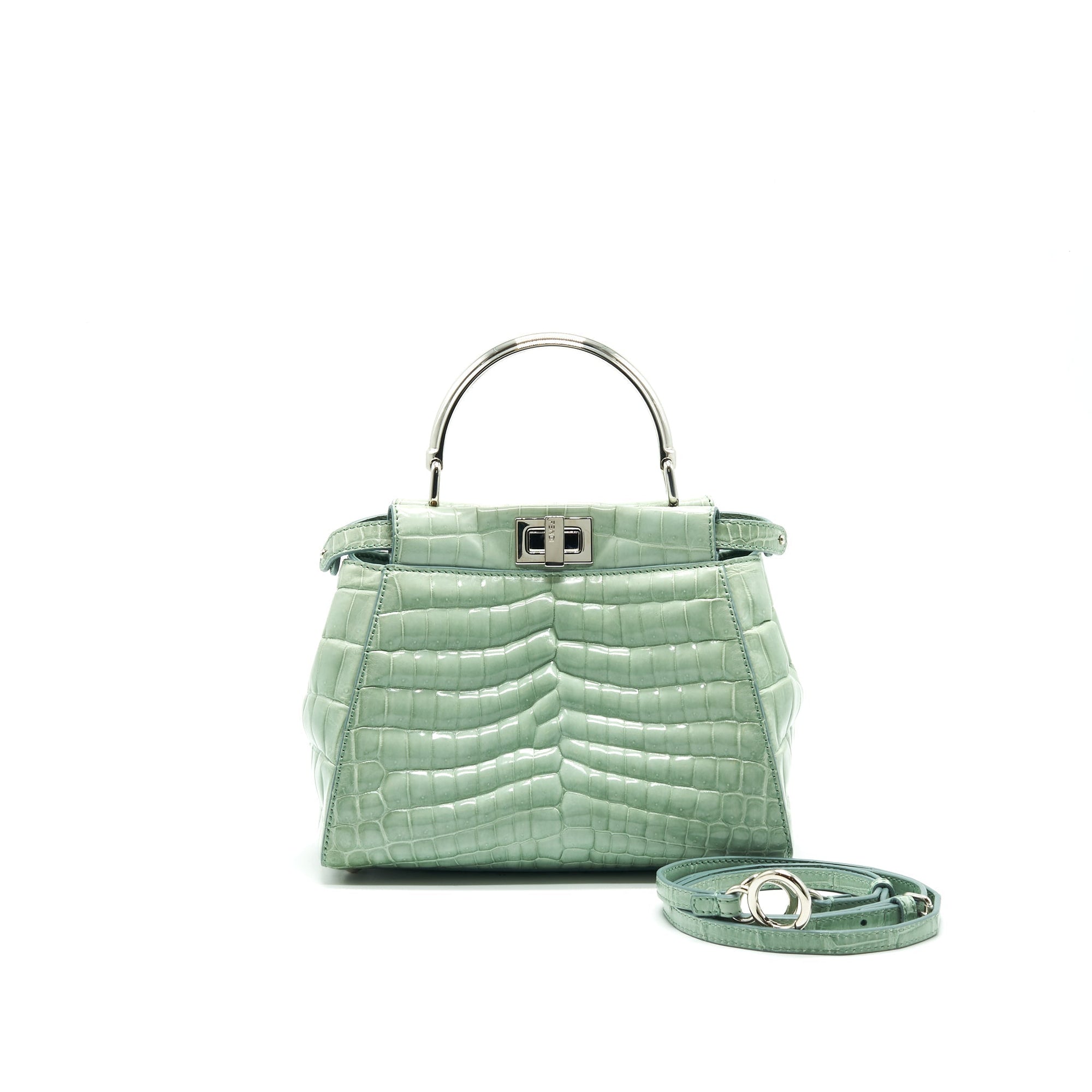 FNDI CROCODILE PEEKABOO ICONIC MINI MINT GREEN
