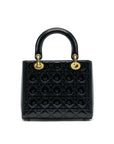 CHRISTIAN D1OR BLACK PATENT LEATHER MEDIUM LADY D1OR