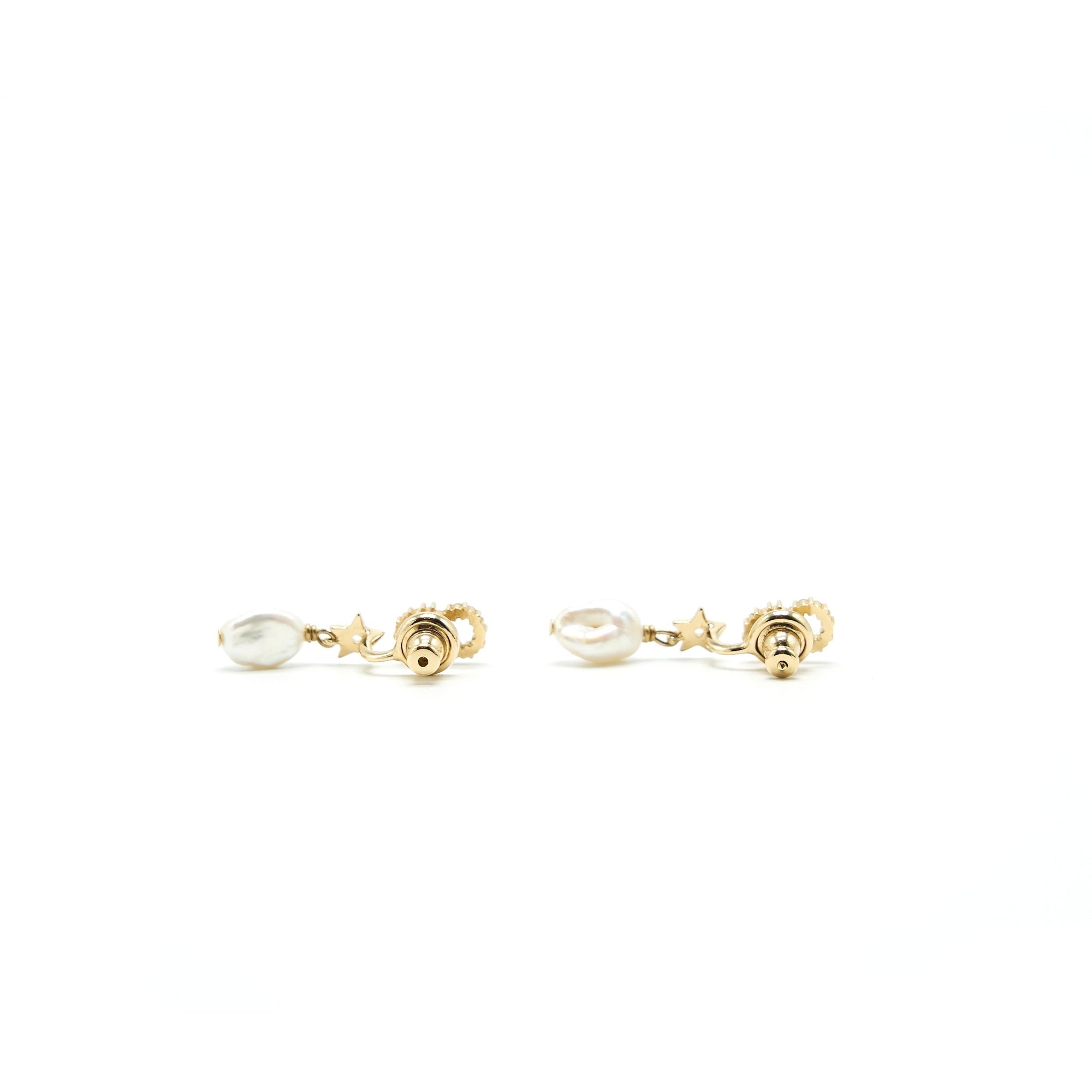 CHRISTIAN D1OR CD EARRINGS STARS WITH PEARL