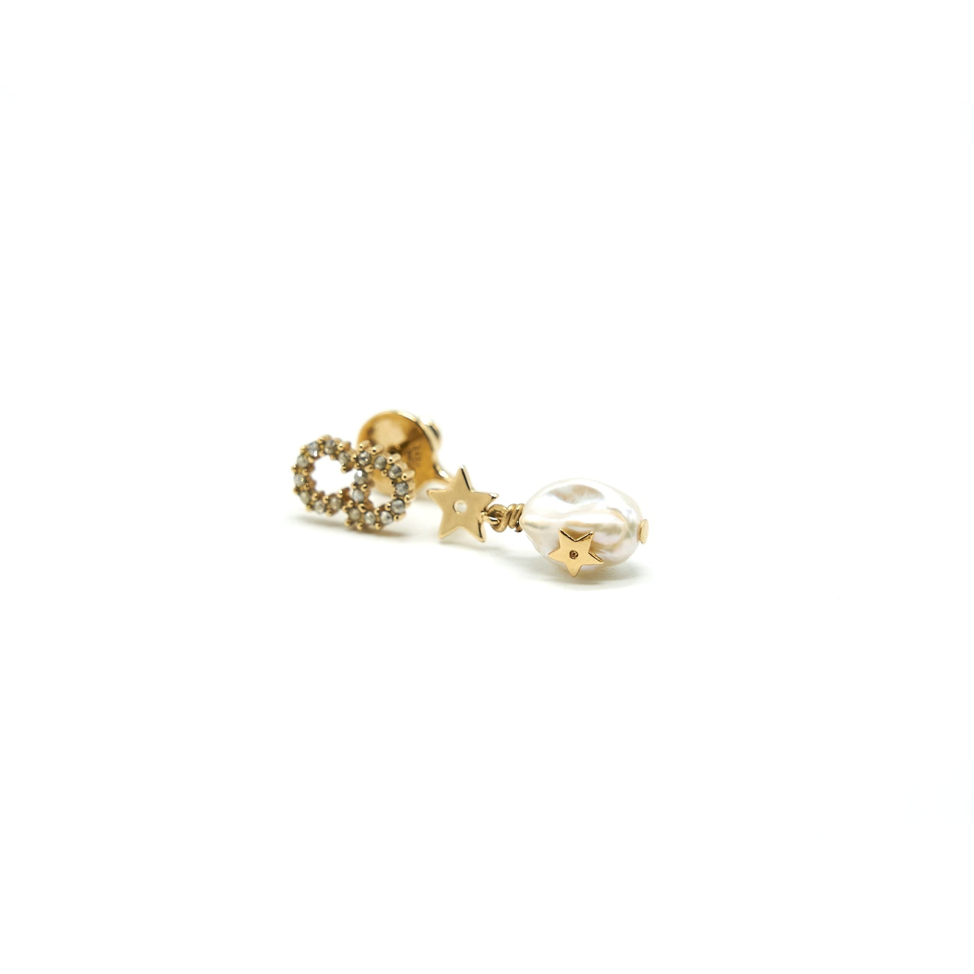 CHRISTIAN D1OR CD EARRINGS STARS WITH PEARL