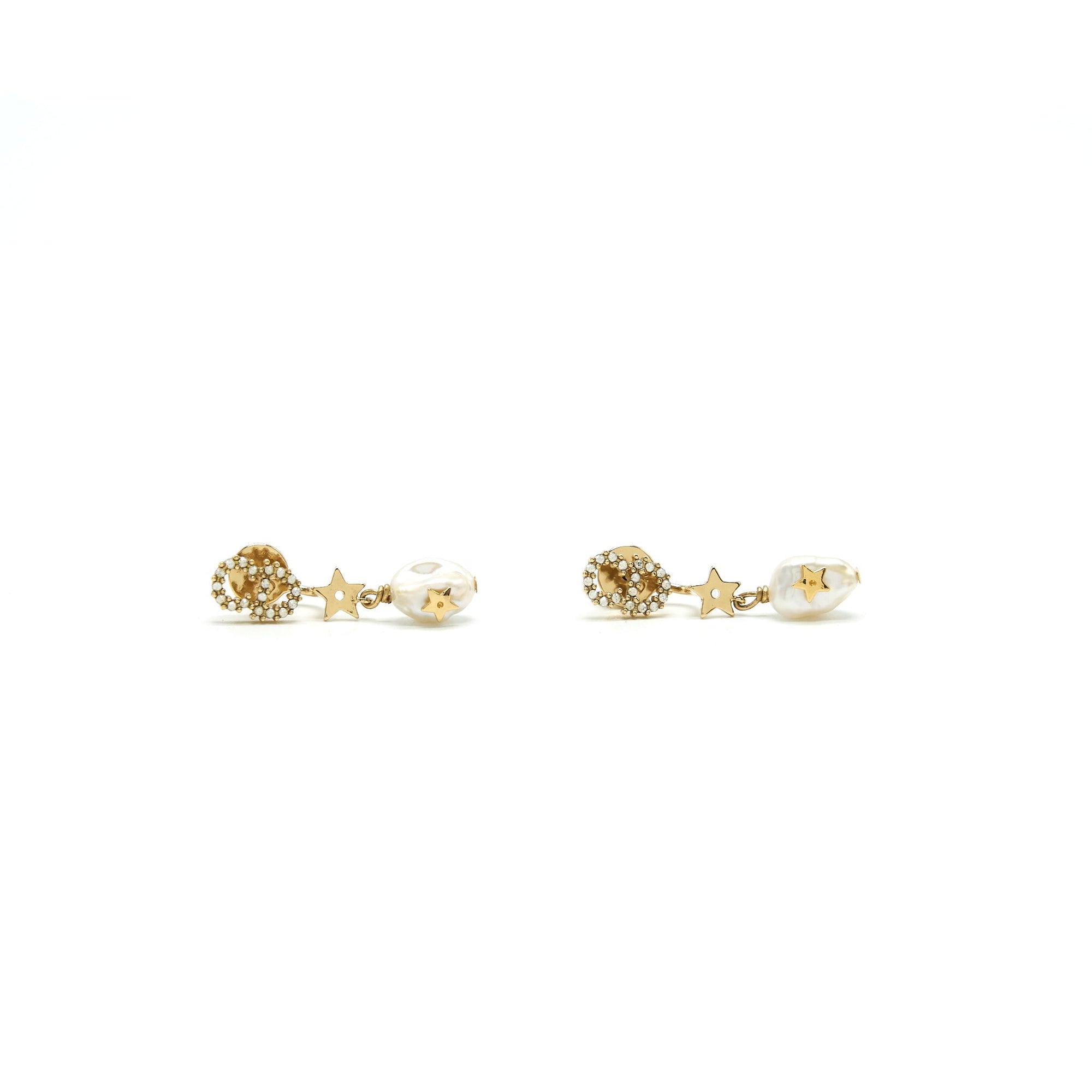 CHRISTIAN D1OR CD EARRINGS STARS WITH PEARL