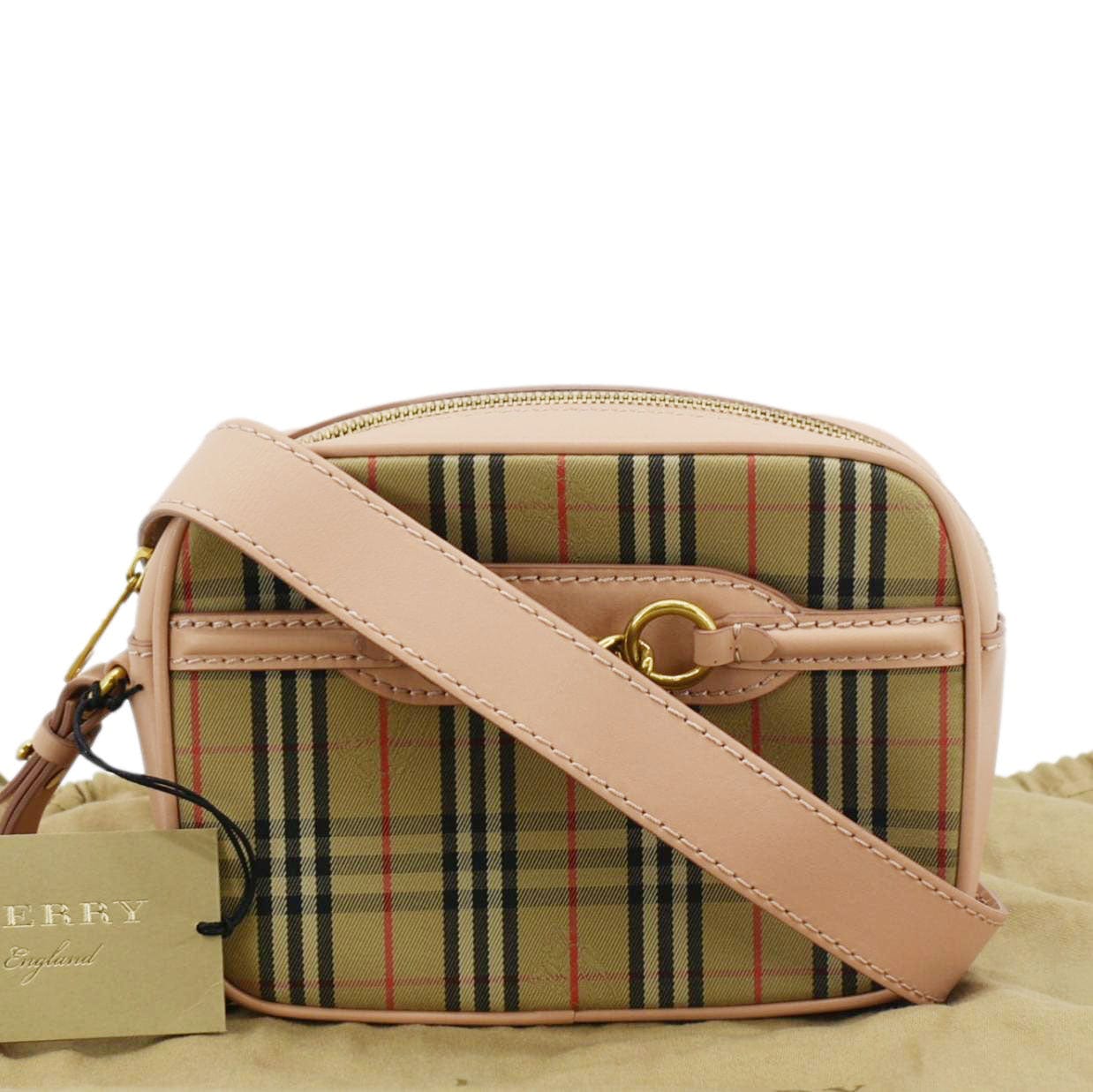 BBERRY 1983 Knight Check Link Leather Crossbody Belt Bag Pink