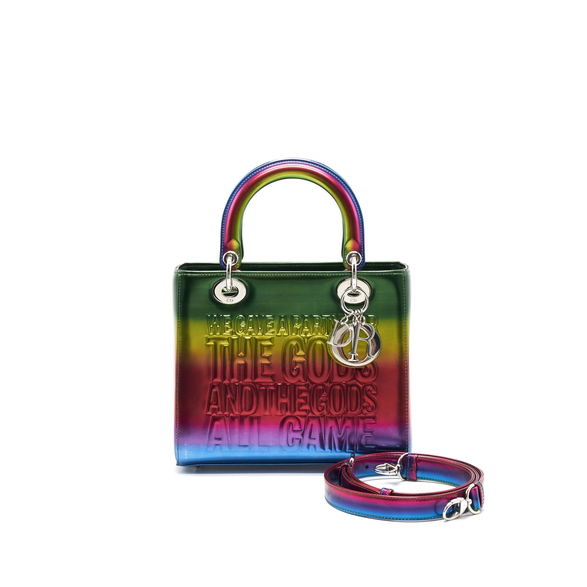 Christian D1OR 2017 Limited Edition Lady Art Medium in Metallic Rainbow Calfskin SHW