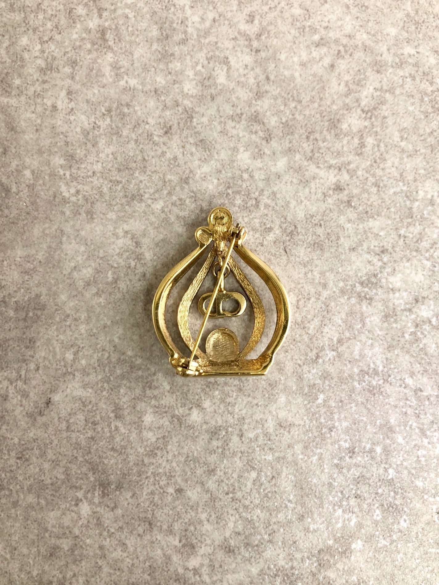 Christian D1OR Brooch Gold Vintage cejdz6