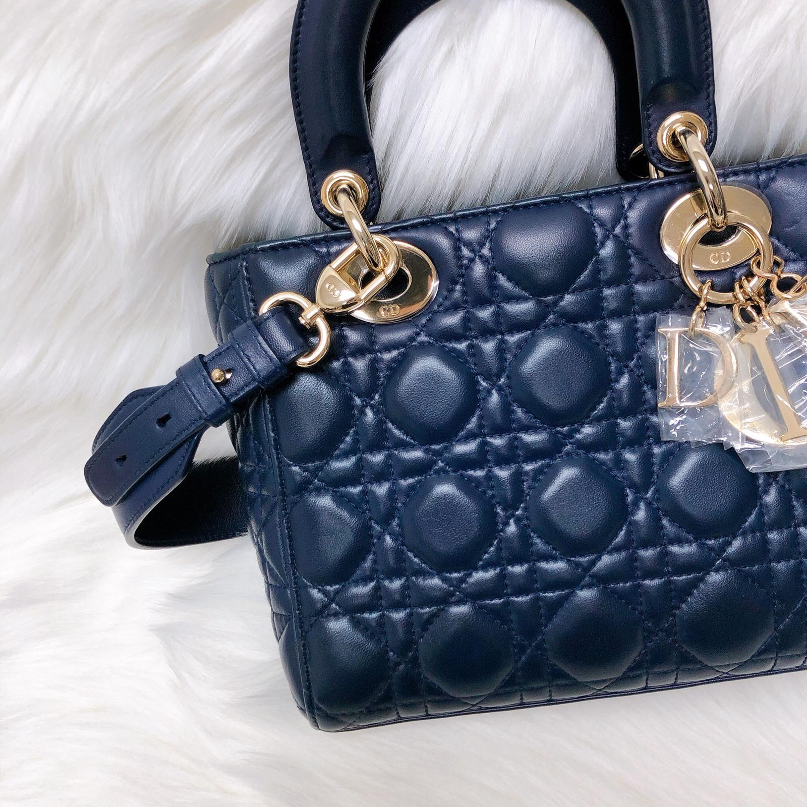 Cannage Lambskin Lucky Badges My Lady D1OR Blue