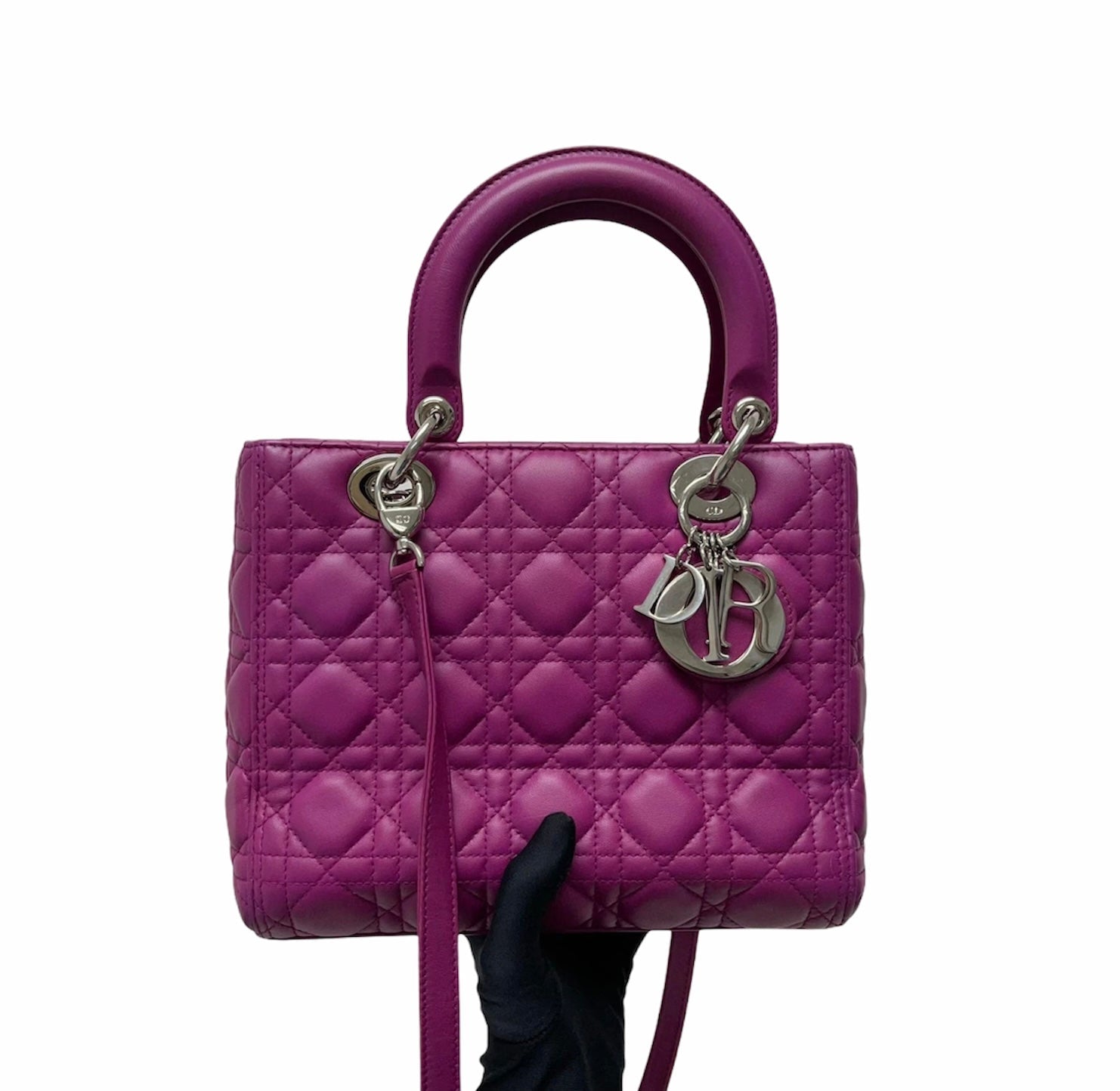 Cannage Lambskin Lady D1OR Medium Bag in Violet