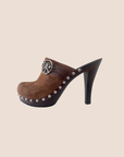 CHRISTIAN D1OR 2005 BROWN SUEDE STUDDED CLOGS