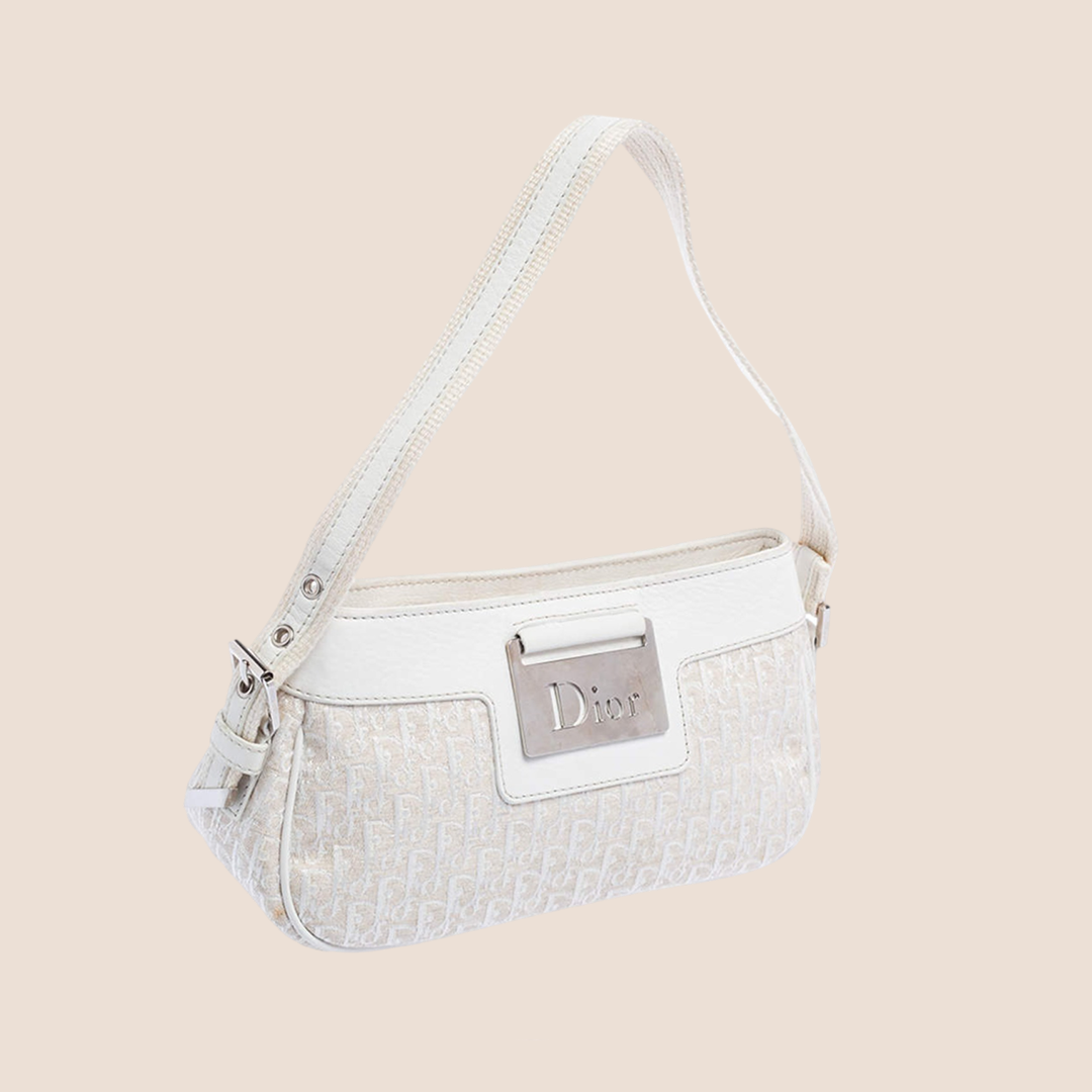 CHRISTIAN D1OR 2000s WHITE &amp; CREAM D1ORISSIMO STREET CHIC POCHETTE