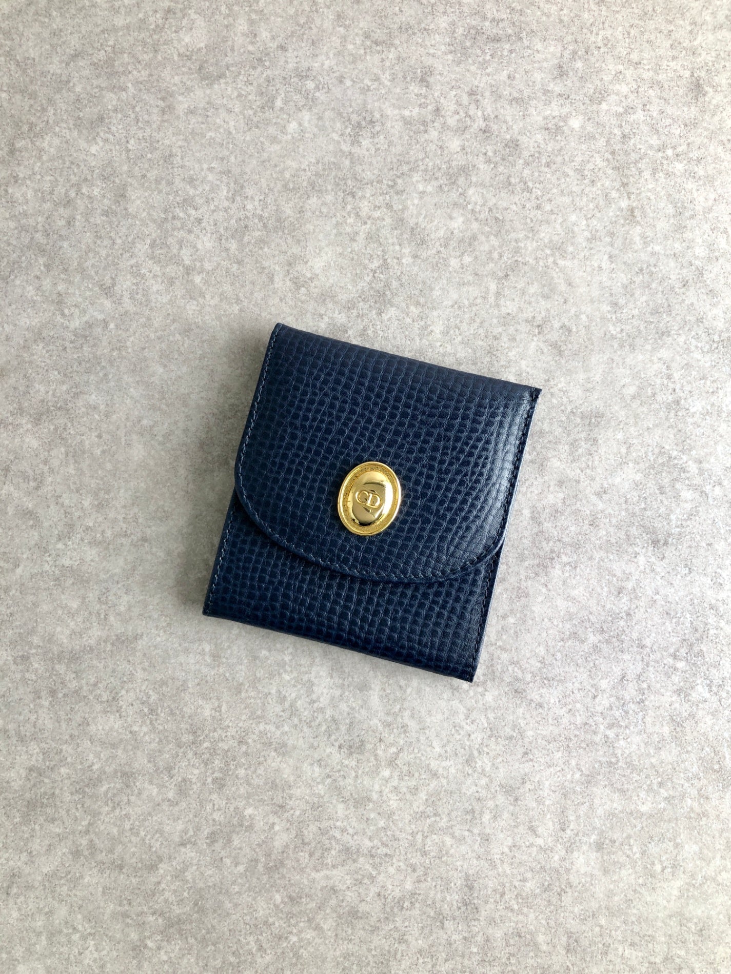 Christian D1OR CD Logo Coin Purse Navy Vintage cai3si