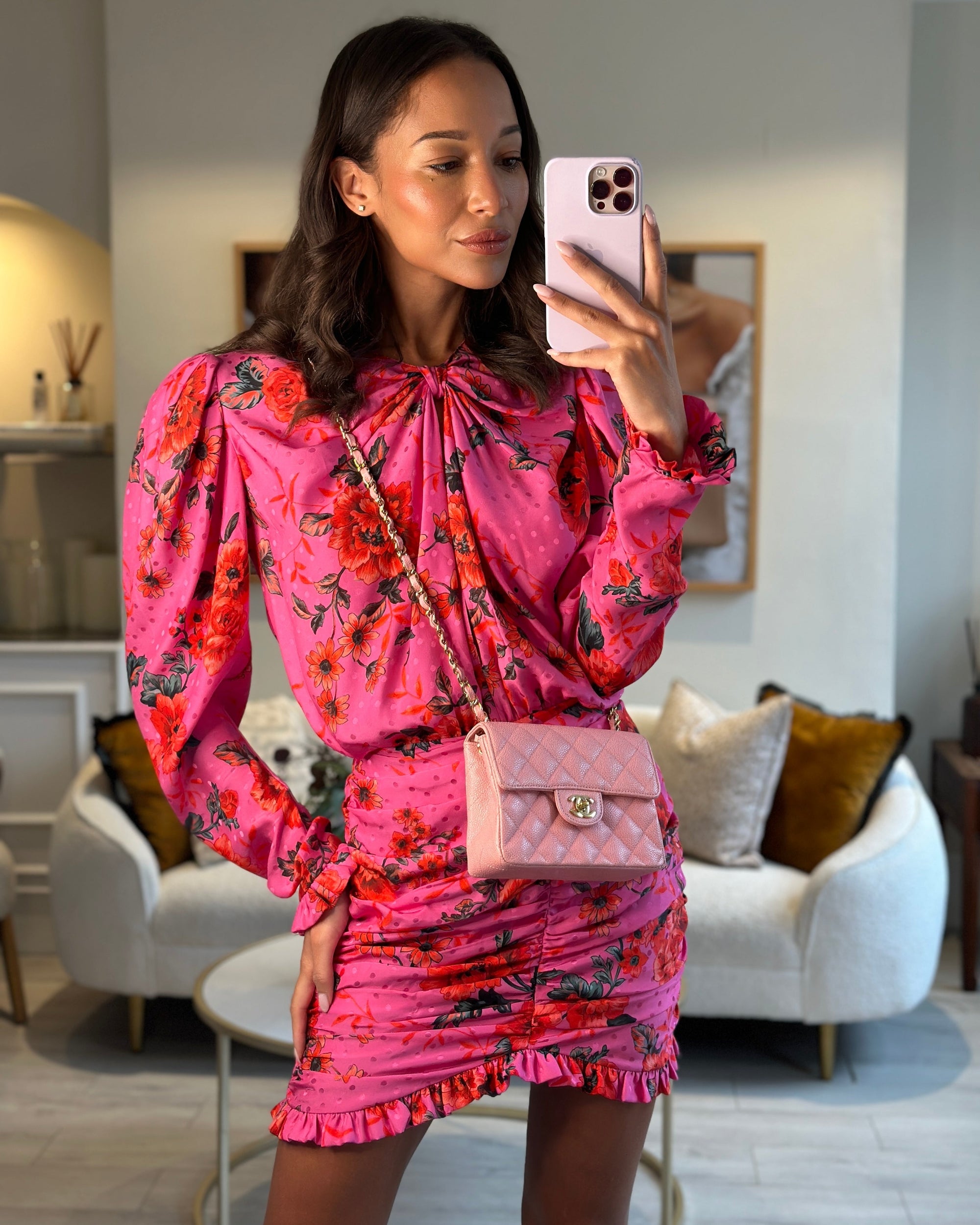 *RARE* CH Pink Mini Square Flap Bag in Caviar Leather with 24K Gold Plated Hardware