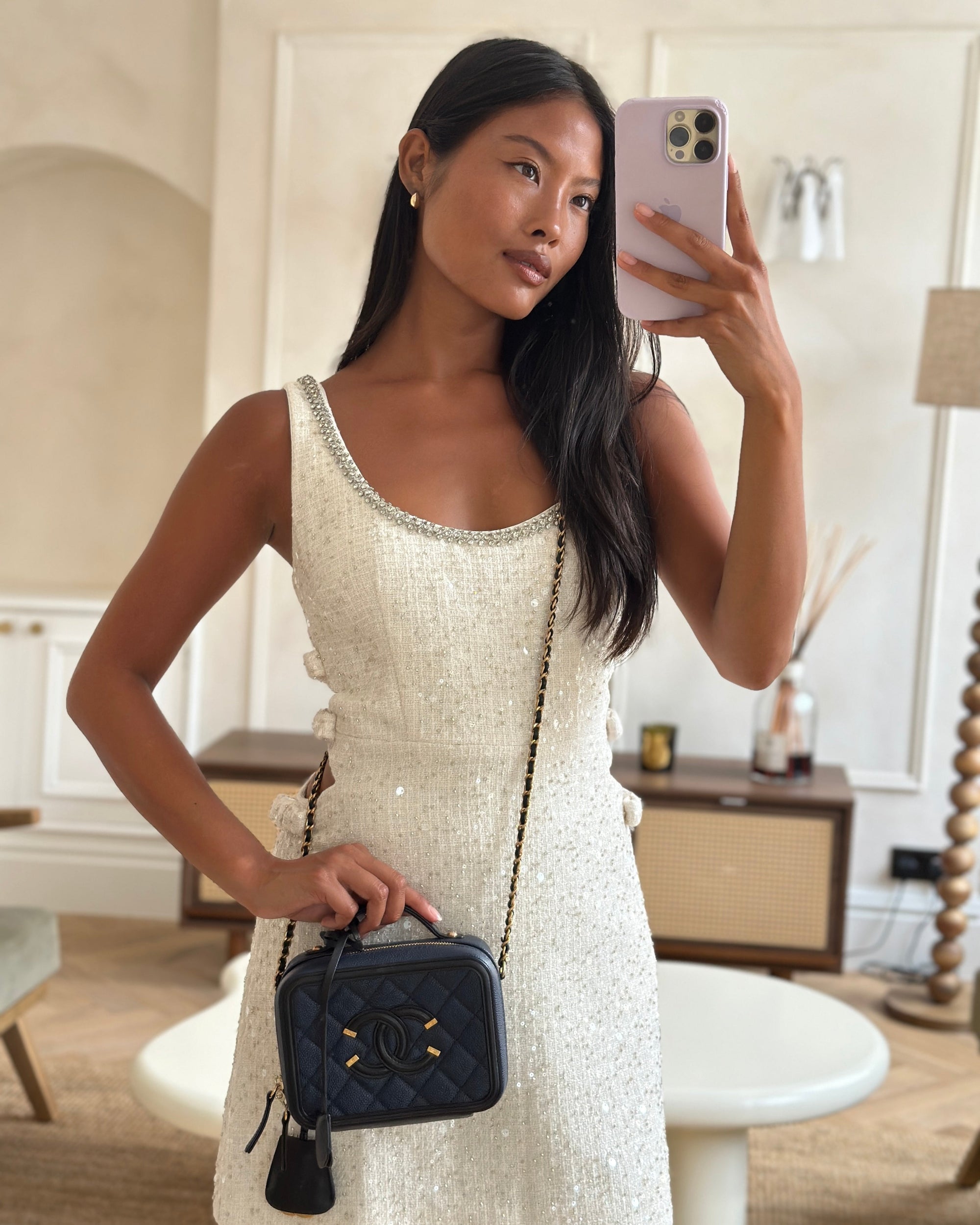 *HOT* CH Navy &amp; Black Small Vanity Case Bag in Caviar Leather with Brushed Gold Hardware