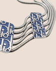 CHRISTIAN D1OR BLUE & SILVER TROTTER CHOKER NECKLACE