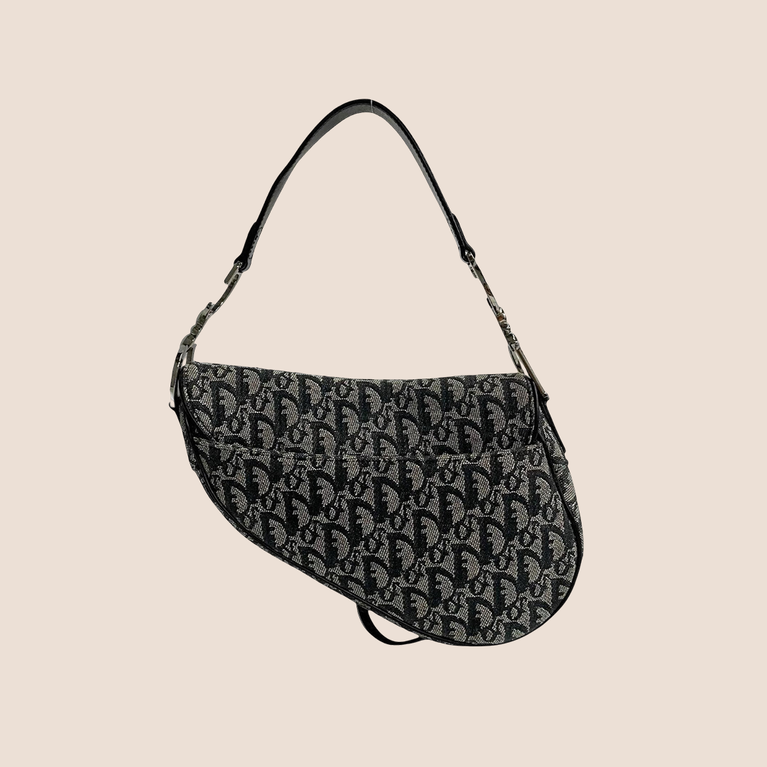 CHRISTIAN D1OR 2000 NAVY &amp; GREY TROTTER SADDLE BAG