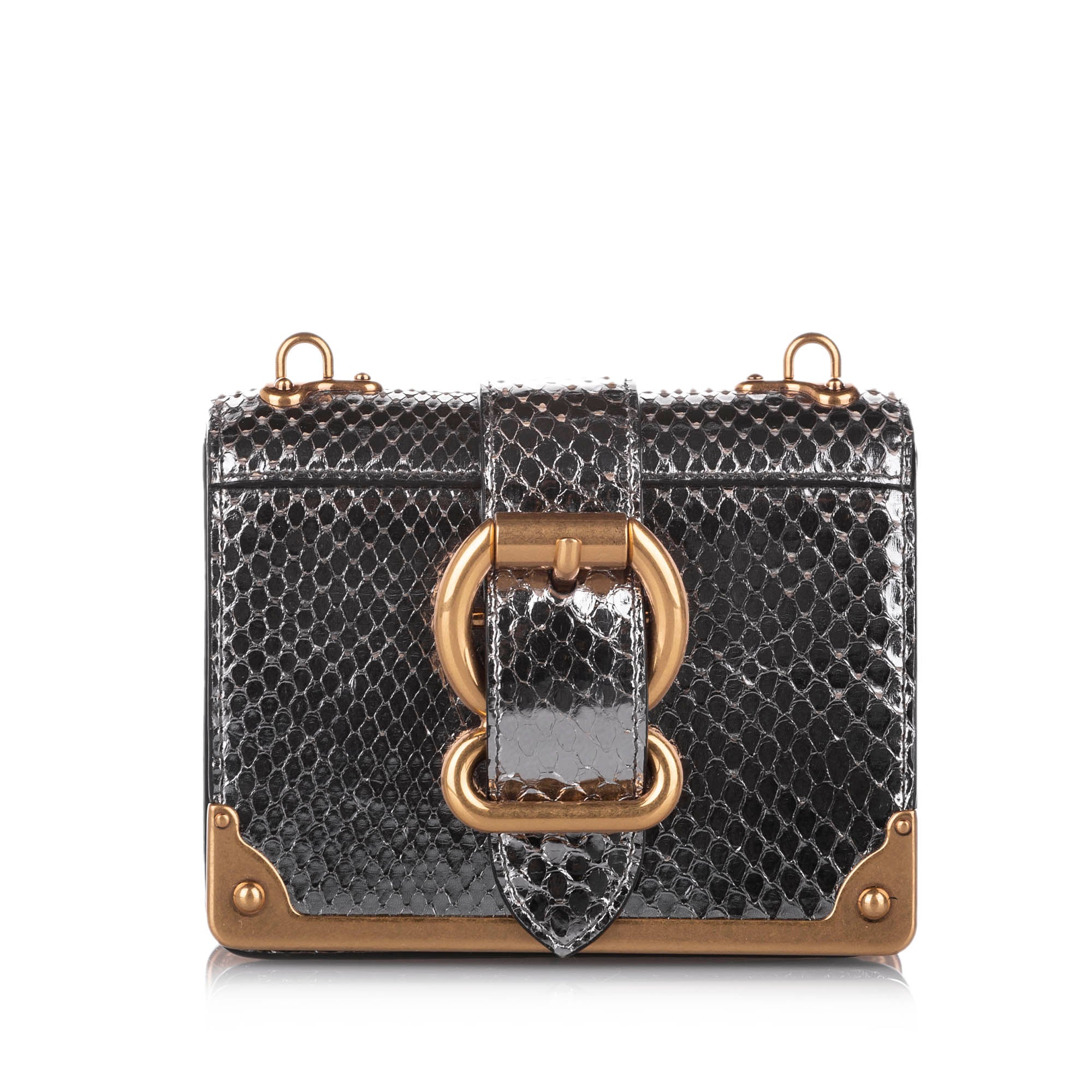PRD Cahier Crossbody Bag Silver Embossed Leather