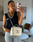 *HOT* CH White Caviar Vanity Case with Zebra Motif CC Logo and Silver Hardware