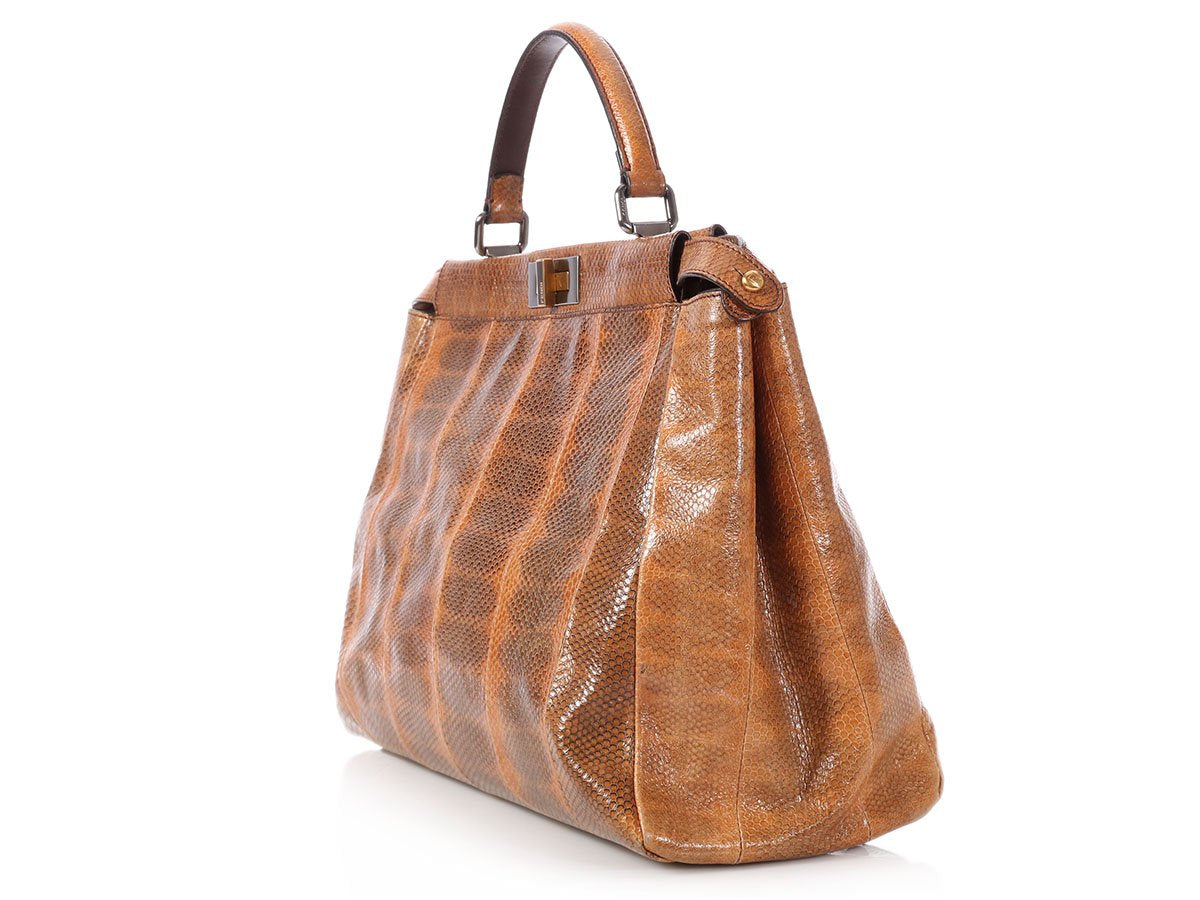FNDI Large Brown Snakeskin Peekaboo