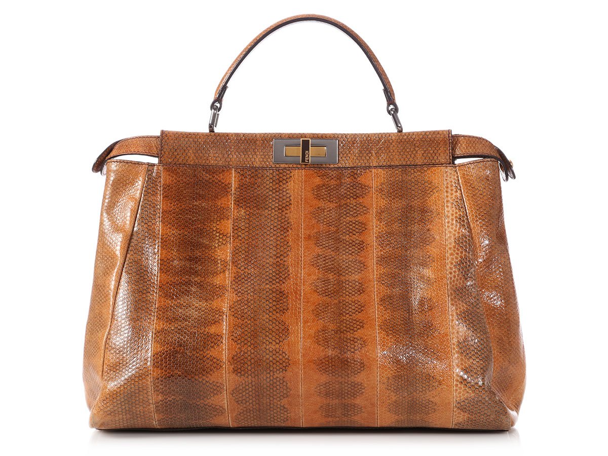 FNDI Large Brown Snakeskin Peekaboo