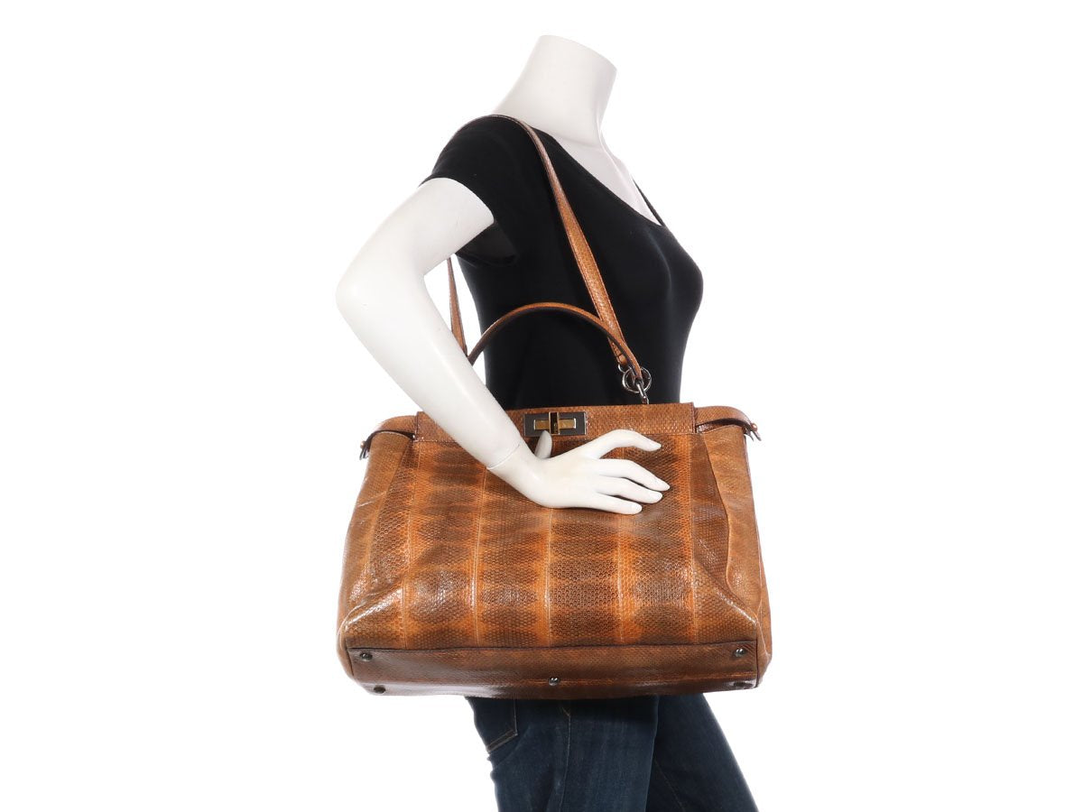 FNDI Large Brown Snakeskin Peekaboo