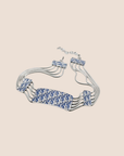 CHRISTIAN D1OR BLUE & SILVER TROTTER CHOKER NECKLACE