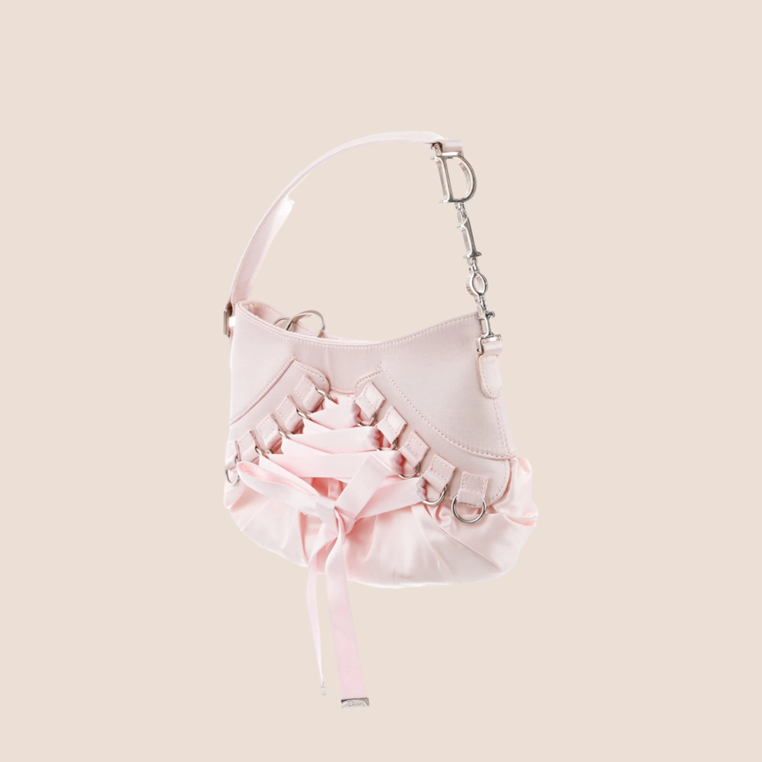 CHRISTIAN D1OR 2005 PINK SATIN MINI CORSET BAG