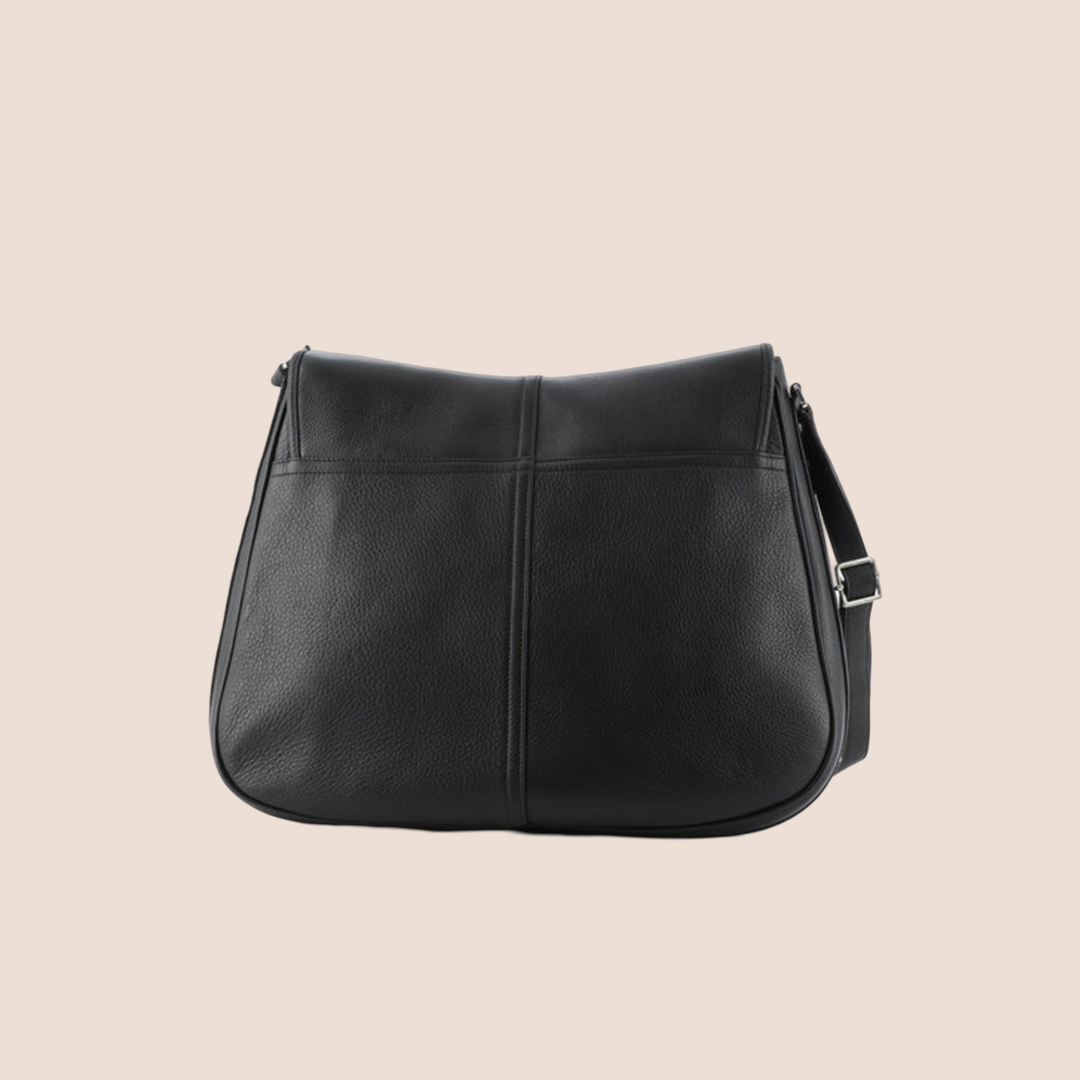 CHRISTIAN D1OR CD BLACK LEATHER FLAP CROSSBODY BAG