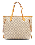 Beige LV Damier Azur Neverfull MM Tote Bag
