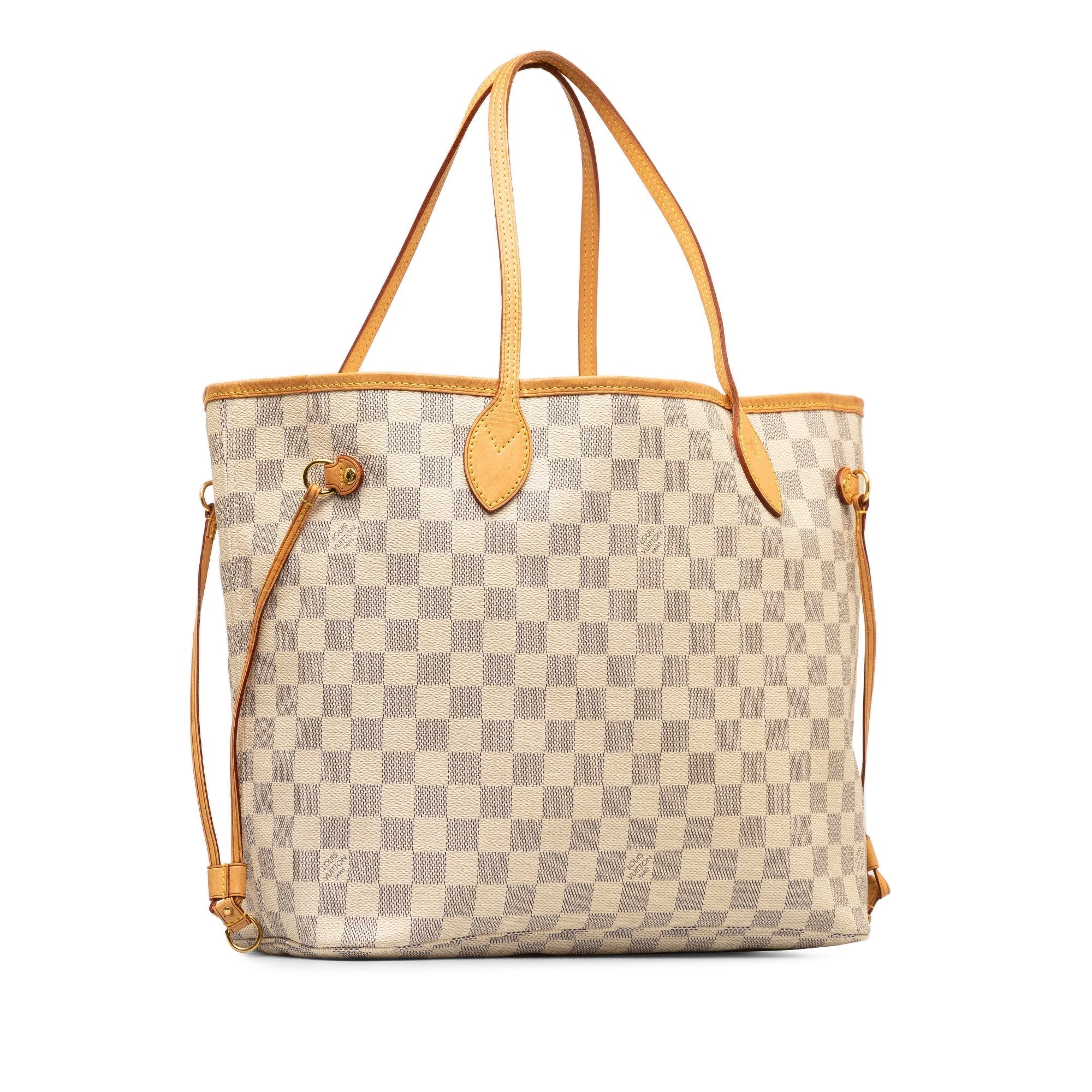 Beige LV Damier Azur Neverfull MM Tote Bag