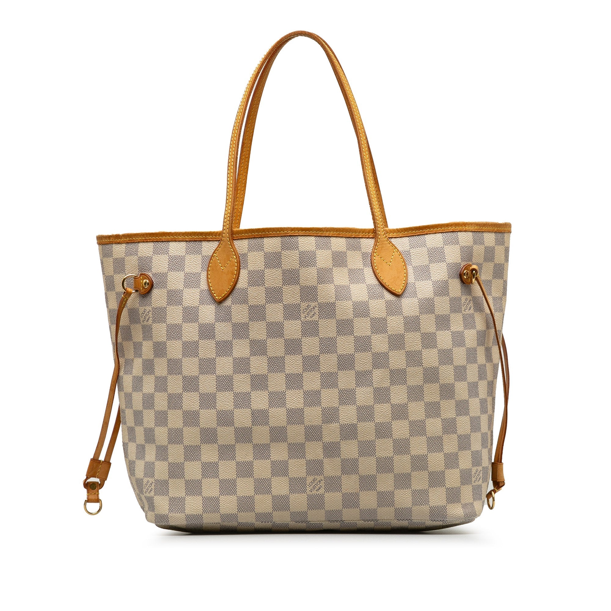 Beige LV Damier Azur Neverfull MM Tote Bag