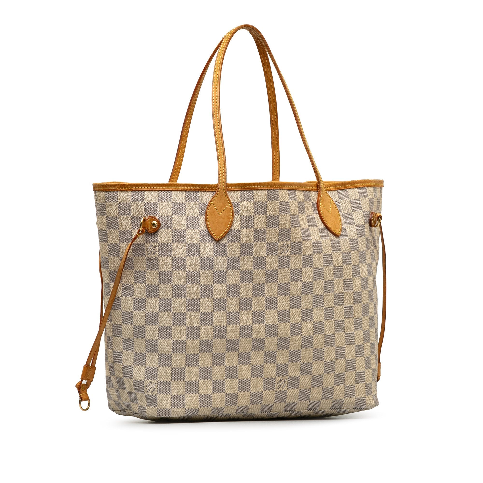 Beige LV Damier Azur Neverfull MM Tote Bag