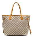 Beige LV Damier Azur Neverfull MM Tote Bag