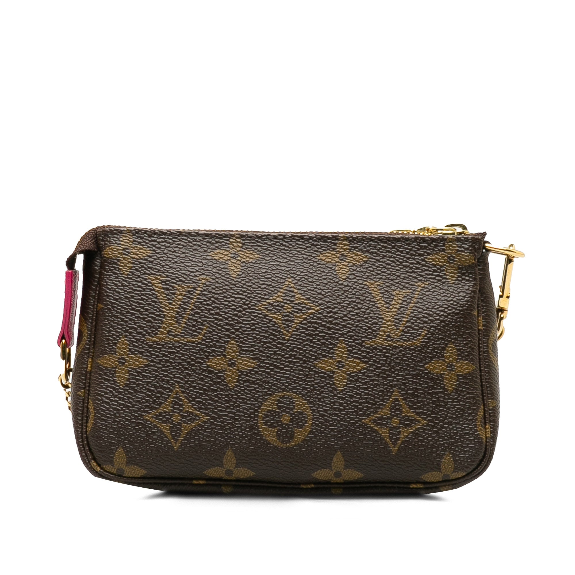 Brown LV Monogram Bears on Skis Christmas Animation Mini Pochette Accessories Shoulder Bag