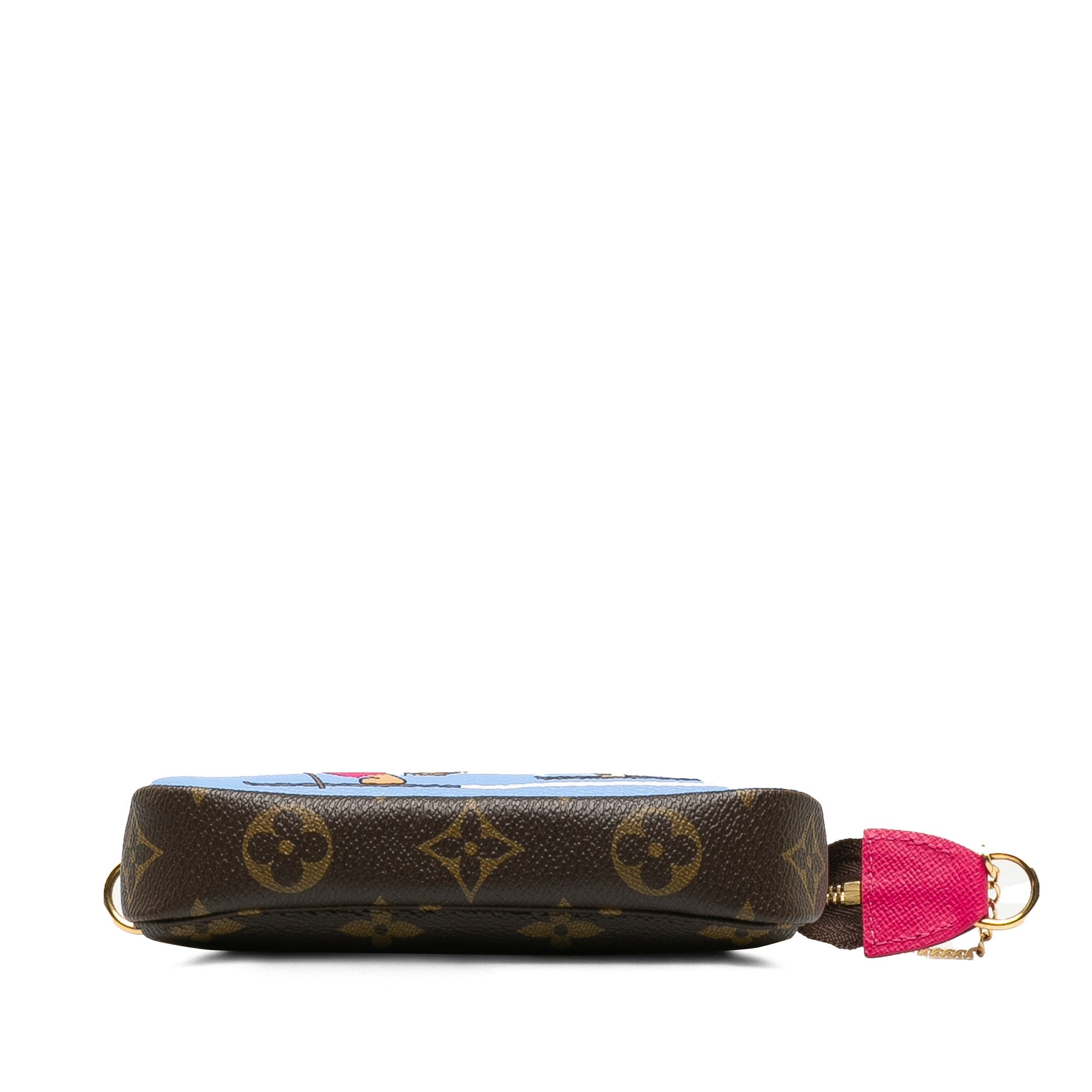Brown LV Monogram Bears on Skis Christmas Animation Mini Pochette Accessories Shoulder Bag
