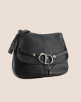CHRISTIAN D1OR CD BLACK LEATHER FLAP CROSSBODY BAG