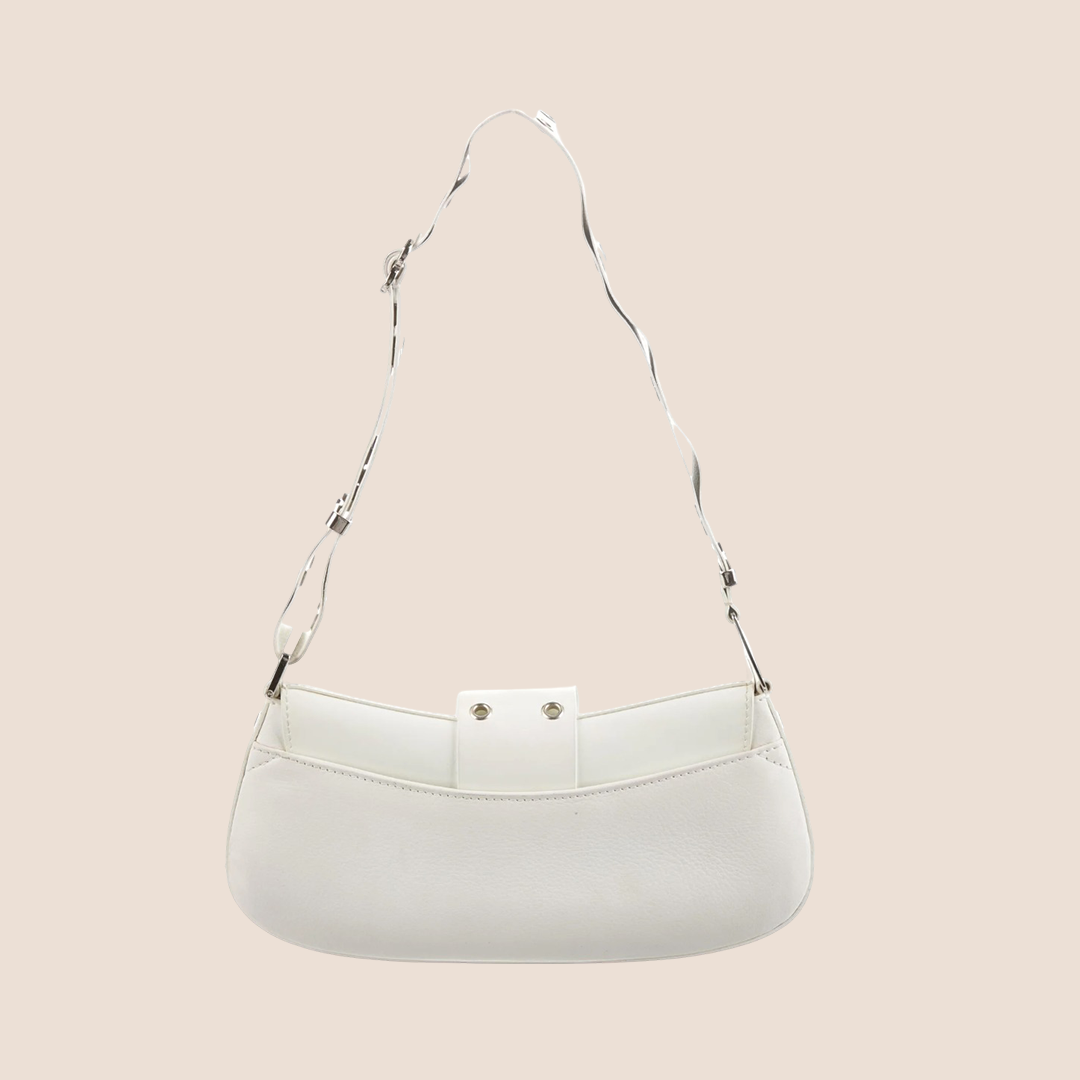 CHRISTIAN D1OR 2003 WHITE LEATHER STREET CHIC COLUMBUS BAG