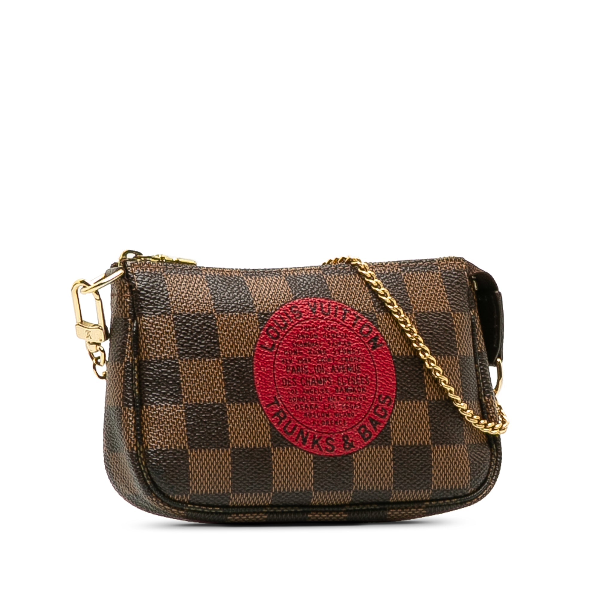 Brown LV Damier Ebene Trunks and Bags Mini Pochette Accessoires Baguette