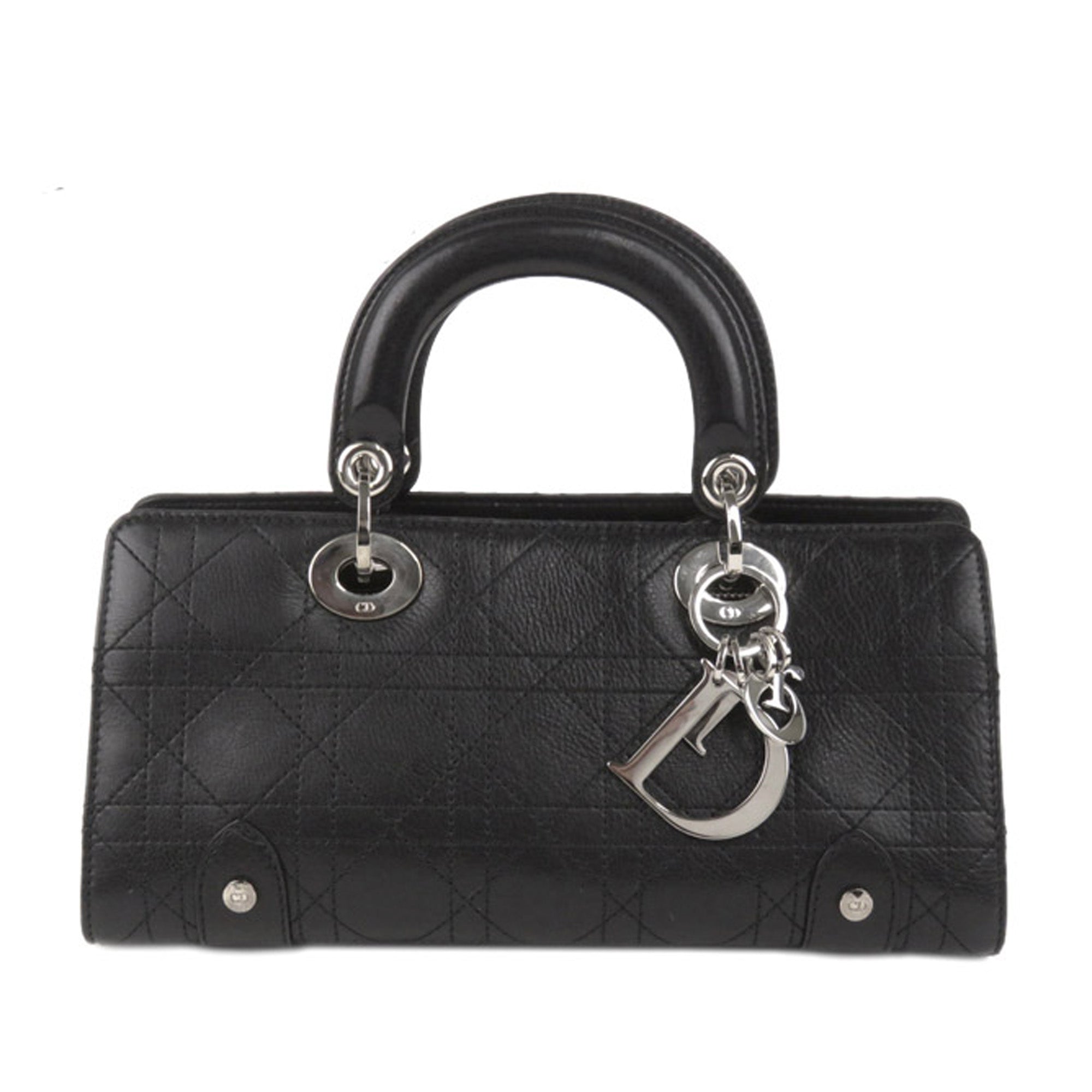 Cannage Lady D1OR East West Leather Handbag Black