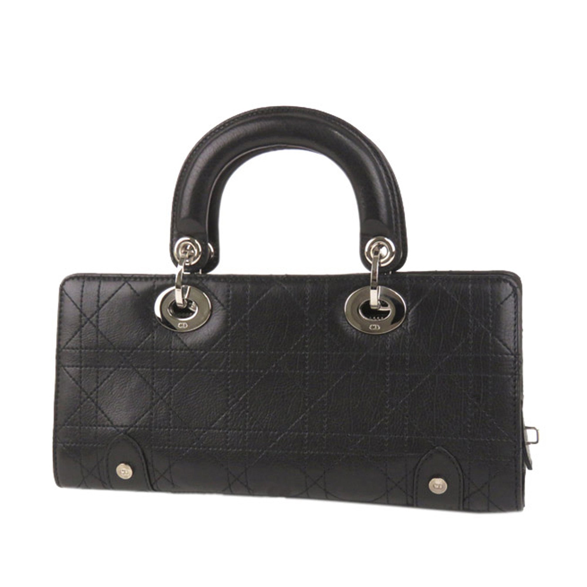 Cannage Lady D1OR East West Leather Handbag Black
