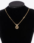 Christian D1OR CD Motif Necklace Gold Rhinestone