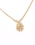 Christian D1OR CD Motif Necklace Gold Rhinestone