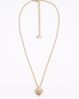 Christian D1OR CD Heart Motif Necklace Gold Rhinestone