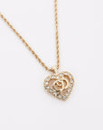 Christian D1OR CD Heart Motif Necklace Gold Rhinestone