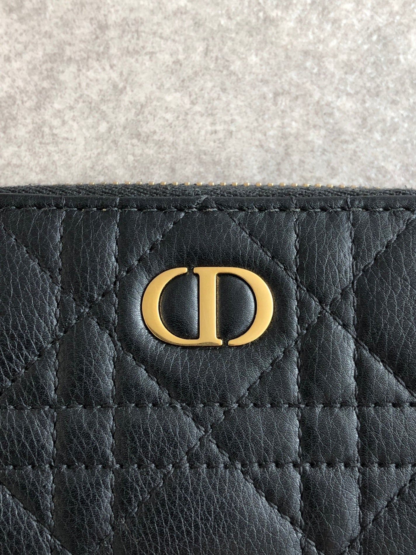 Christian D1OR CD Logo Coin Purse Black Vintage hhfipp