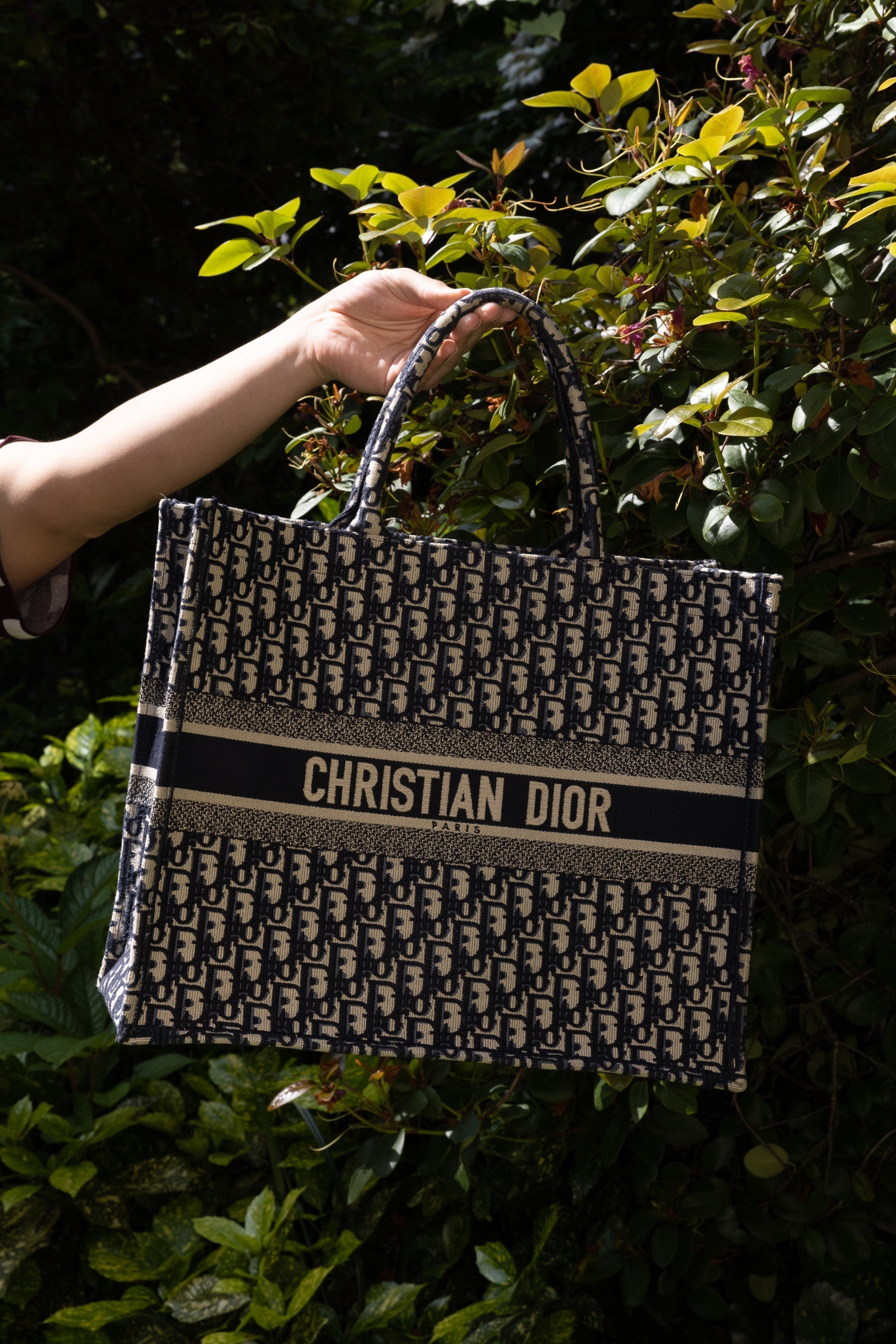 CHRISTIAN D1OR Book Tote Large Oblique Blue