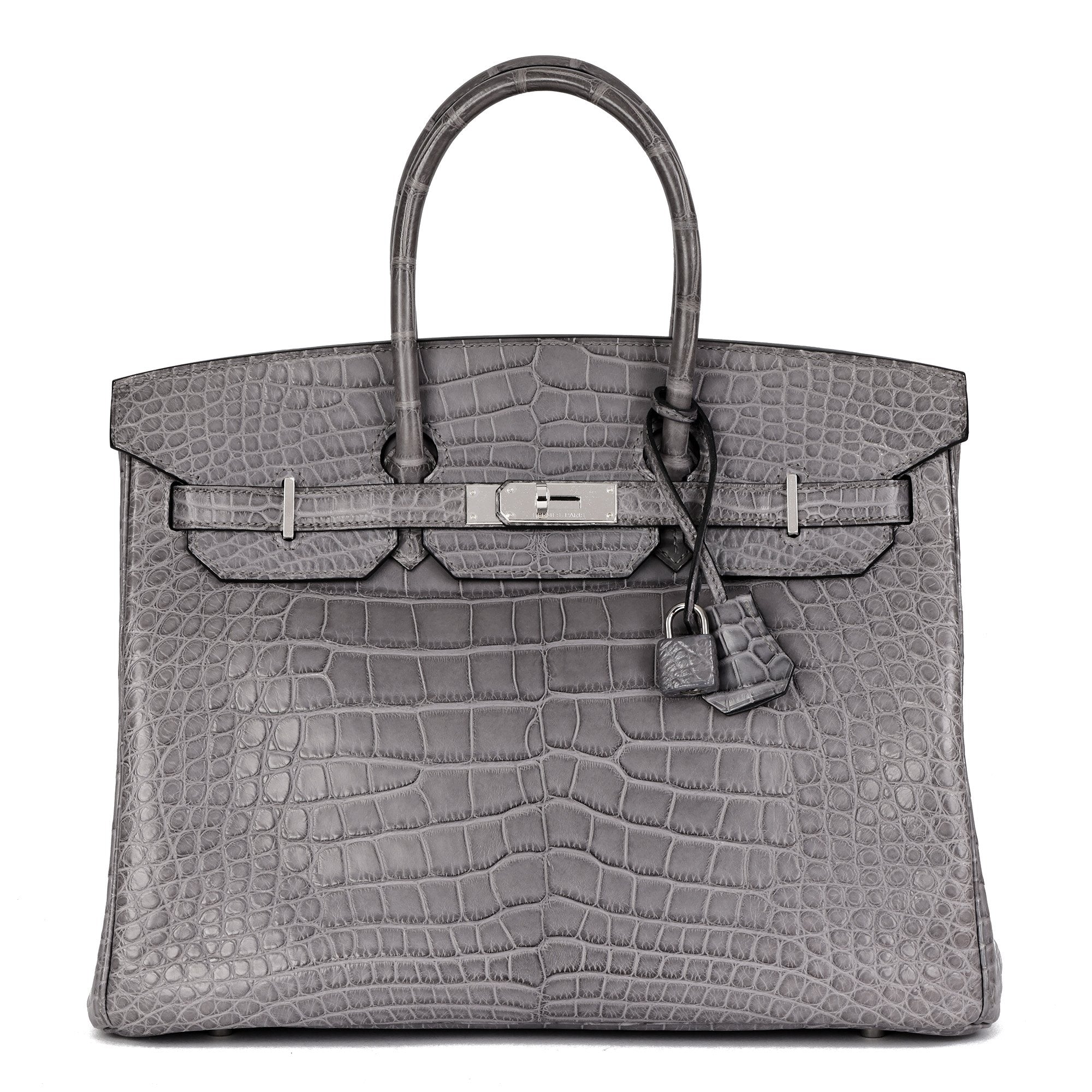 HMS Gris Paris Matte Alligator Leather Birkin 35cm Retourne Tote