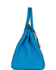 Top Quality HMS Birkin 35 Bleu Zanzibar Togo Gold Hardware