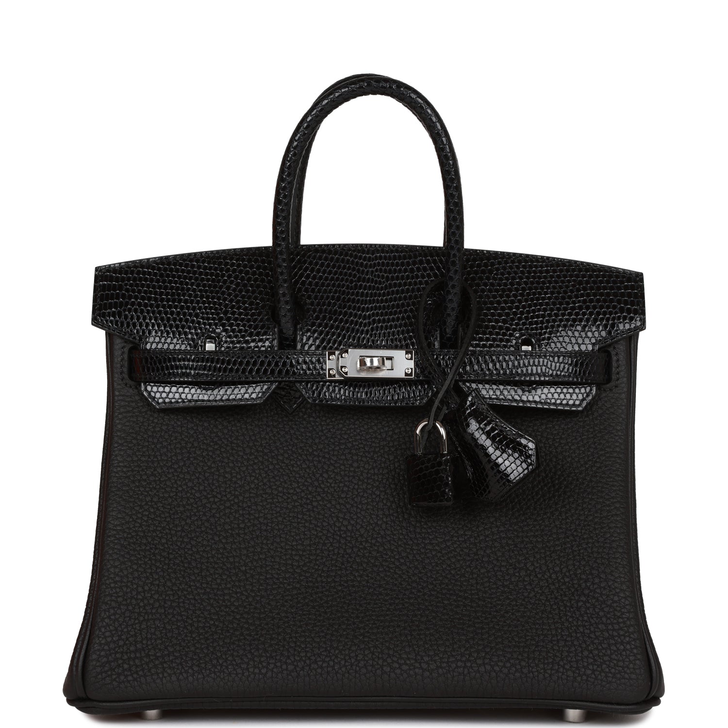 HMS Birkin 25 Black Lizard and Togo Touch Palladium Hardware
