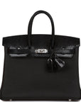 HMS Birkin 25 Black Lizard and Togo Touch Palladium Hardware